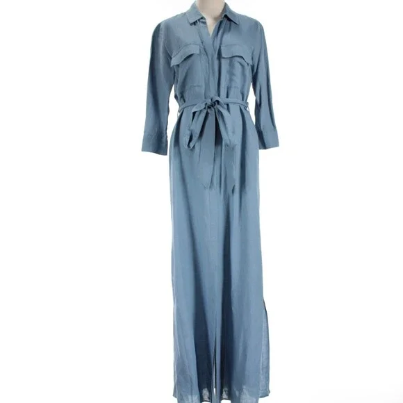 knee length dresses for ladies V-Neck Belted Maxi Dress